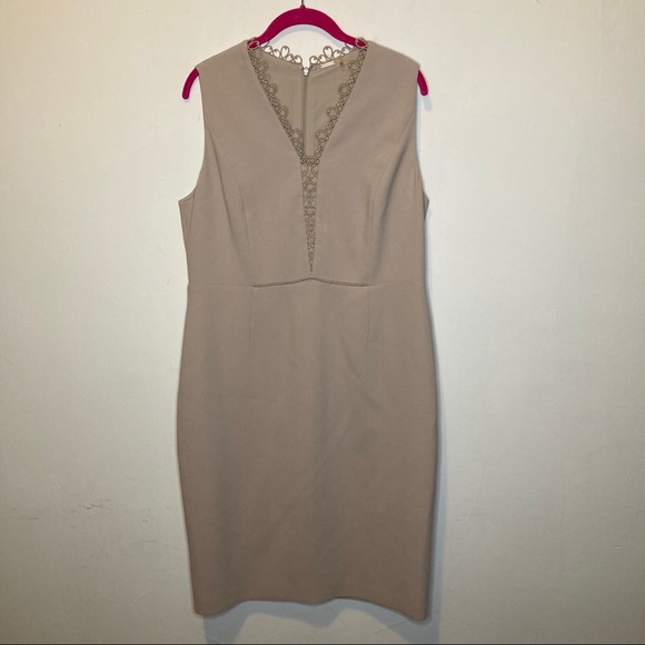 Elie Tahari Tan Saylah Sheath Lace Midi Dress 12 - Picture 4 of 7